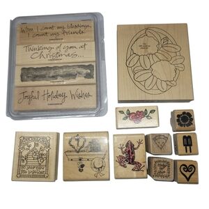 *4A  Stampin' Up! Brown Floral Mixed Media Art Stamps